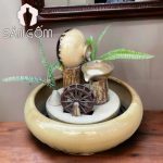Thác nước tiểu cảnh để bàn đẹp men hỏa biến vàng kem SG-TC04