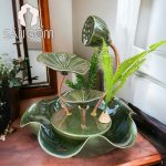 Tiểu cảnh thác nước mini để bàn gốm sứ Bát Tràng SG-TC05