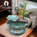 Bộ tiểu cảnh thác nước phong thủy để bàn men hỏa biến SG-TC06