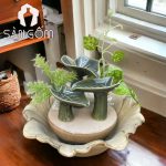 Bộ thác nước mini phong thủy để bàn tiểu cảnh lá khoai SG-TC09