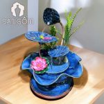 Bộ thác nước phong thủy đài sen men hỏa biến xanh SG-TC13