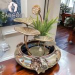 Tiểu cảnh mini thác nước phong cảnh hoa sen SG-TC14