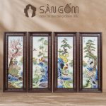 Bộ tranh gốm sứ Tùng Cúc Trúc Mai Bát Tràng SG-TGS 01