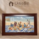 Tranh Gốm Sứ Bát Tiên Quá Hải Bát Tràng SG-TGS09 - Tranh Phong Thủy Cao Cấp