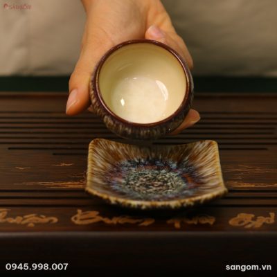 Bộ Ấm Chén Gốm Sứ Bát Tràng Men Hỏa Biến Thiên Mục - Chi tiết 3