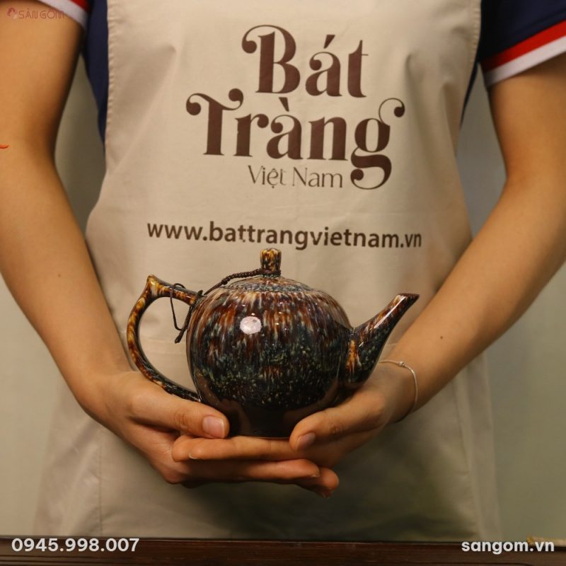 Bộ Ấm Chén Gốm Sứ Bát Tràng Men Hỏa Biến Thiên Mục - Chi tiết 4