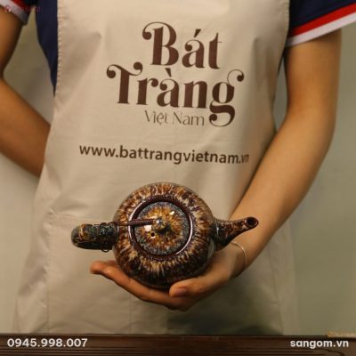 Bộ Ấm Chén Gốm Sứ Bát Tràng Men Hỏa Biến Thiên Mục - Chi tiết 5