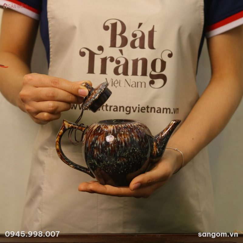 Bộ Ấm Chén Gốm Sứ Bát Tràng Men Hỏa Biến Thiên Mục - Chi tiết 6