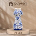 Lọ hoa gốm sứ dáng áo dài họa tiết ngàn hoa xanh lam SG-LH456